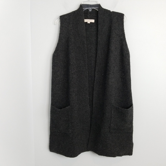 LOFT gray Sleeveless Cardigan Sweater Vest XS/S - Picture 1 of 7